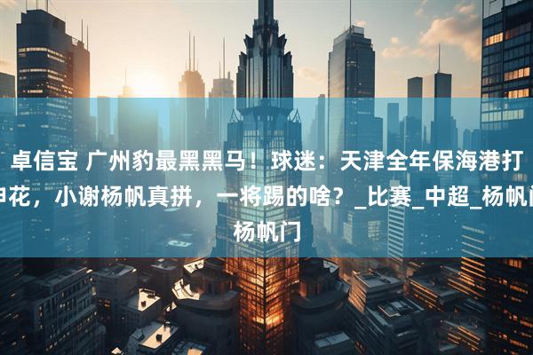卓信宝 广州豹最黑黑马！球迷：天津全年保海港打申花，小谢杨帆真拼，一将踢的啥？_比赛_中超_杨帆门
